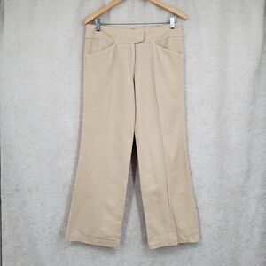 Max Studio Linen Cotton Tan Pants Ankle Cropped Trousers